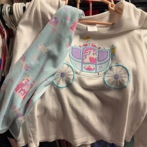 Gymboree Princess unicorn Carriage Design stitched- White and Blue